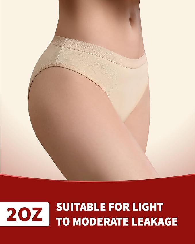Washable Incontinence Underwear for Women, 2 oz Ladies Leak Proof Briefs for Postpartum Bladder Control 2 Pack (Beige, XL)