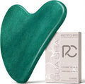 Rena Chris Gua Sha Facial Tools: Jade Stone Guasha Tool for Face Acupuncture Therapy, Facial Massager for Jawline Sculpting and Puffiness Reducing (Green)