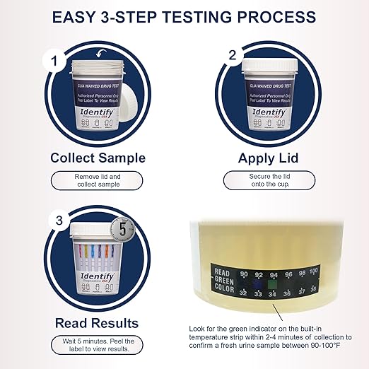 Identify Diagnostics USA Drug Screen Test | 200 Pack | Made In USA 14 Panel CLIA Waived Urine Marijuana Drug Test Cups with 6 Adults for AMP,BAR,BUP,BZO,COC,EDDP,MDMA,MET,MTD,MOP|OPI,OXY,PCP,TCA,THC