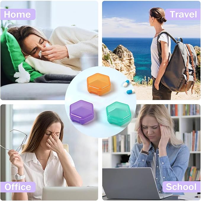 Small Pill Case Travel Pill Box Cute Pill Organizer for Purse Portable Daily Medicine Organizer 1 Compartment Pill Holder for Vitamins, Fish Oil, Supplements