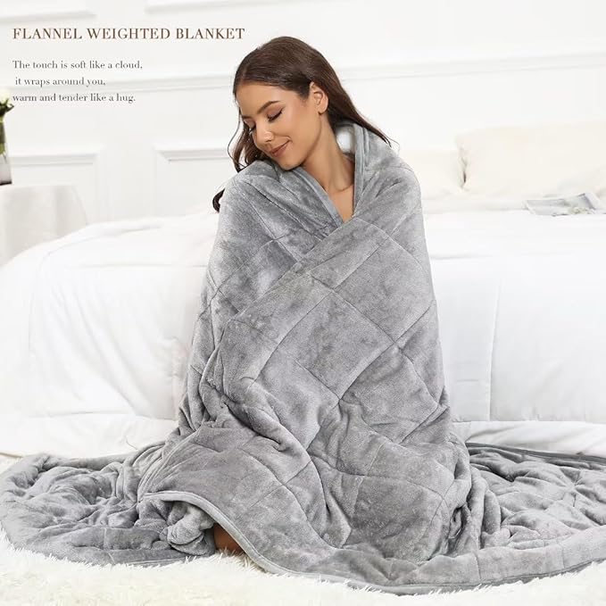 Alomidds Sherpa Fleece Weighted Blanket for Adults(20lbs Twin Size) Heavy Blanket with Fluffy Warm Thick Sherpa & Cozy Soft Flannel Snuggle Great for Sofa Bed Calming, 48x72 inches,Grey