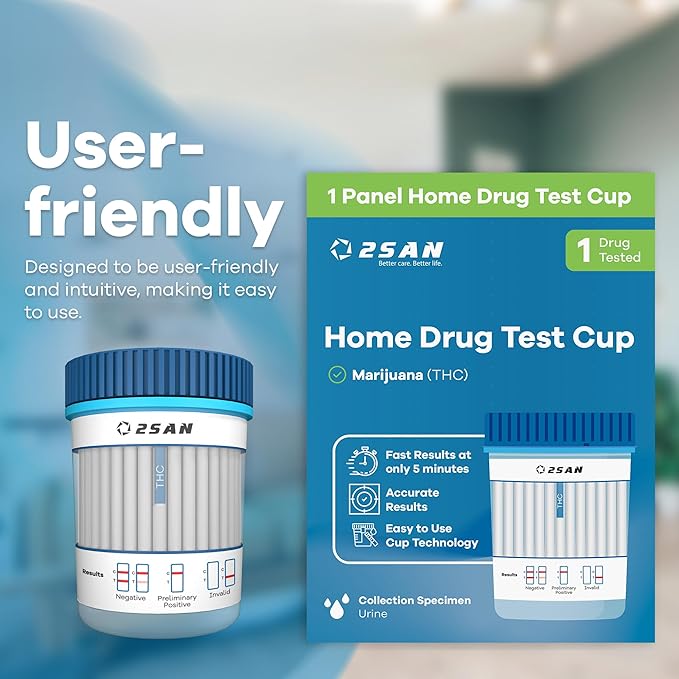 2San THC Urine Drug Test – Sensitive At-Home Marijuana Screening Kit – Detects THC at 15 ng mL – Fast 5-Min Results – Easy & Reliable Cannabis Test Strip (1 Pack, 1 Test)
