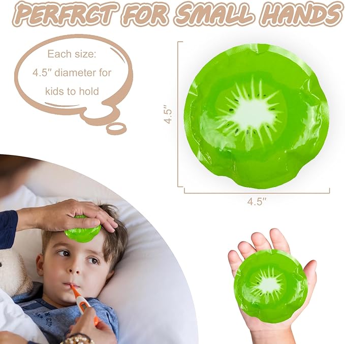 WORLD-BIO Kids Ice Packs - 3 Reusable Gel Boo Boo Packs with Soft Sleeves | Cold/Hot Therapy for Pain Relief, Fever, Headaches, Wisdom Teeth | Safe for Babies, Toddlers & Travel First Aid