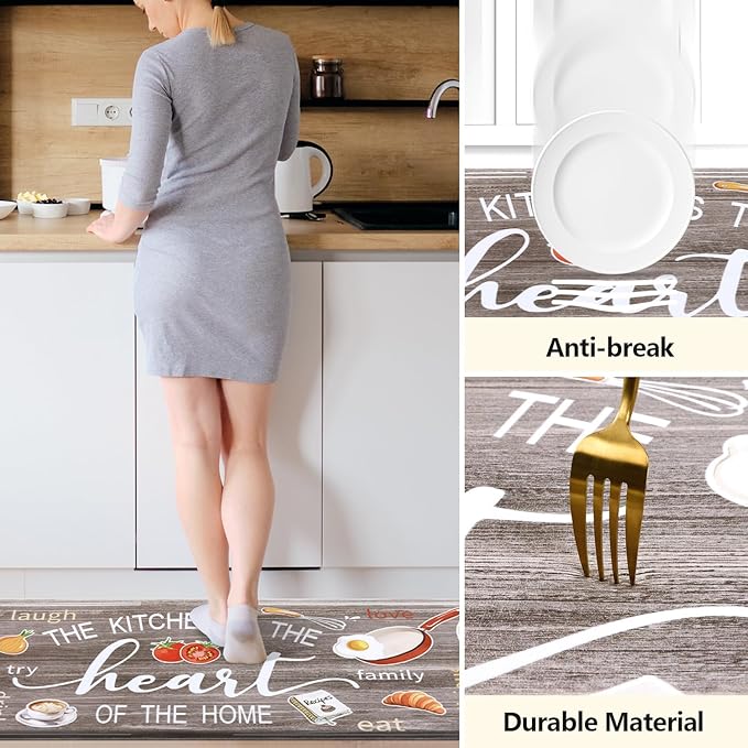 Yamaziot Anti Fatigue Kitchen Rug Set of 3, Non-Slip Waterproof Farmhouse Cushioned Comfort Standing Floor Mat for Kitchen, Office, Sink, Laundry