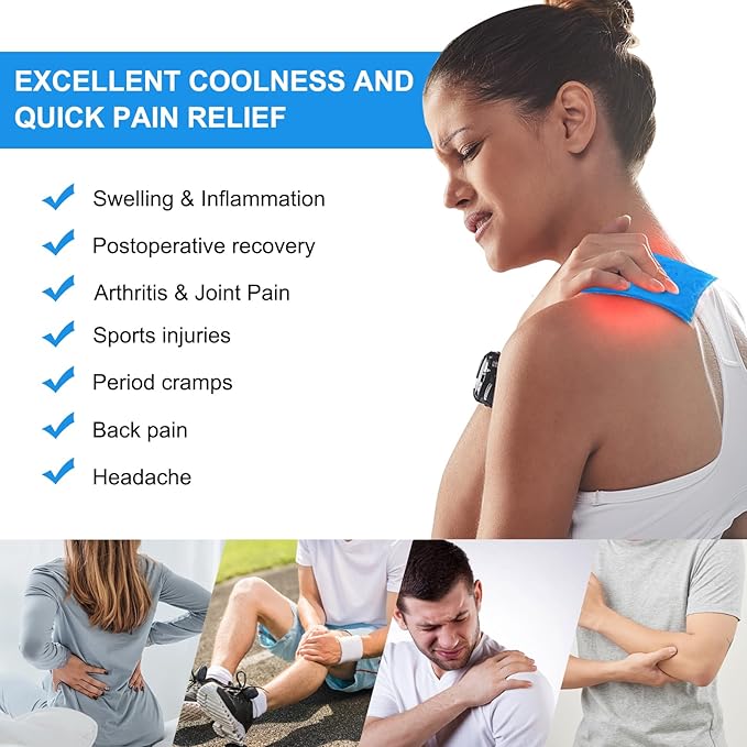 Gel Soft Flexible Ice Packs for Injuries, Reusable Cold Pack, Hot Cold Compress for Joint&Muscle Pain, Surgery Recovery, Inflammation, Swelling, Face, Head, Wrist, Ankle&Foot Injury, 4 Pack-5.1"x6.3"