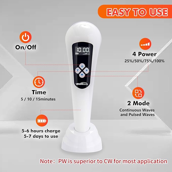Red Light Therapy Device, Cold Light Therapy Device with LED Display for Muscle Pain Relief, Portable Handheld Infrared Light Therapy for Human/Pets (4 Levels+3 Timer Settings)