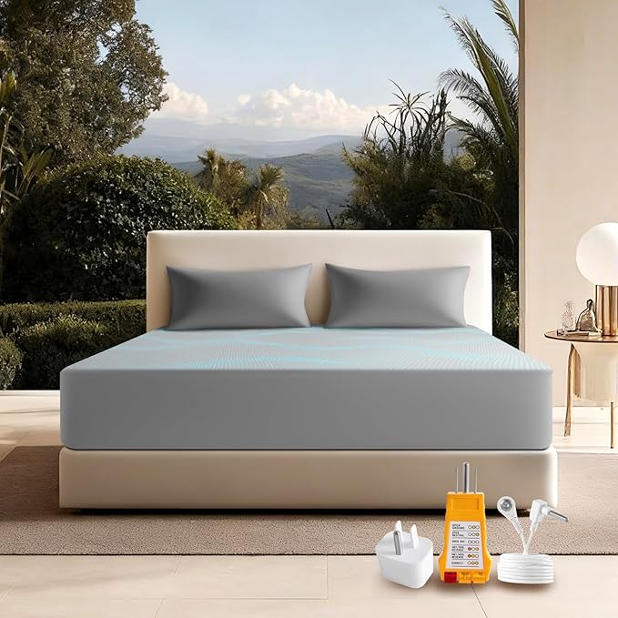 Grounding Sheet Queen Size-90% Organic Cotton & 10% Silver Fiber, Deep Pocket 18" Design, Soft & Conductive, for Better Sleep & Stress Relief Earth Grounf Bedding(Grey,60"x80"x18")