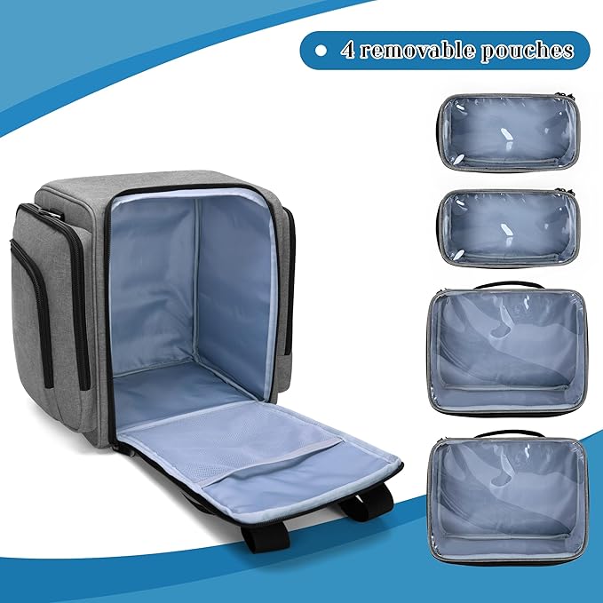 BAFASO Large Pill Bottle Organizer with 4 Inner Removable Pouches, Medicine Bag Come with Shoulder Strap (Bag ONLY),Gray