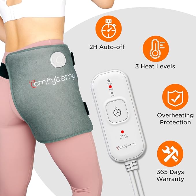 Comfytemp Hip Heating Pad, HSA Store Eligible Items，Birthday Christmas Gift for Mom Women Wife Men Dad, FSA Eligible Hip Brace for Lower Back Thigh Buttock Electric HSA Heat Pad Hot Relax (L/XL)