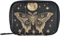Moth Moon Pill Organizer Travel Bag Compact Twill Pouch with Insert Box & Elastic Slots for Daily Medication Gym & Hotel Use