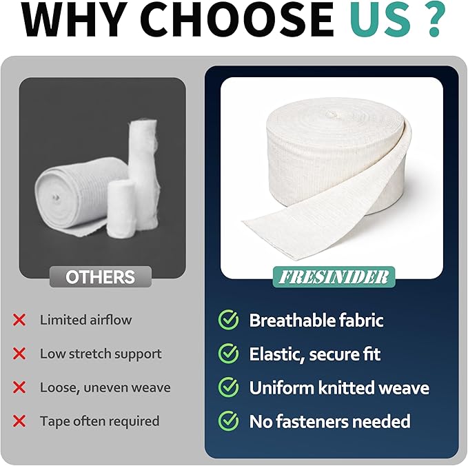FRESINIDER Size C Elastic Tubular Support Bandage (2.75" x 11 Yards) – Light to Moderate Compression Roll, Support for Wrist, Forearm & Small Ankle, Breathable Stockinette, No Clips or Adhesives