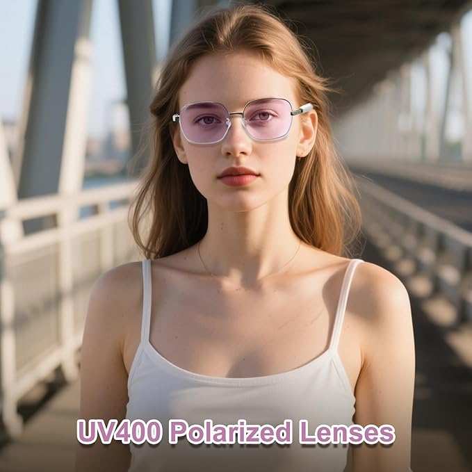 Smart Glasses, Blue Light Blocking Glasses for Men and Women, Photochromic Sunglasses, Built-in Mic & Speakers, Hands-Free Calling, Bluetooth Audio Glasses for Work/Travel, Voice Control