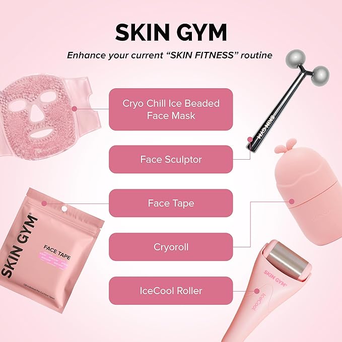 Skin Gym Ice Roller for Face – Facial Depuffing & Cooling Skin, Cold Face Roller to Minimize Pores & Soothe Skin, Reusable Cryo for Glowing Complexion
