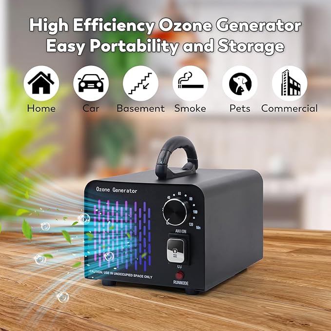 Ozone Machine Generator 46,000 Mg/H Negative Ion Ionizer Ozonics High Capacity Ozone Odor Eliminator Ionizer Air Purifier Deodorizer for Home, Basement, Smoke and Pet Room
