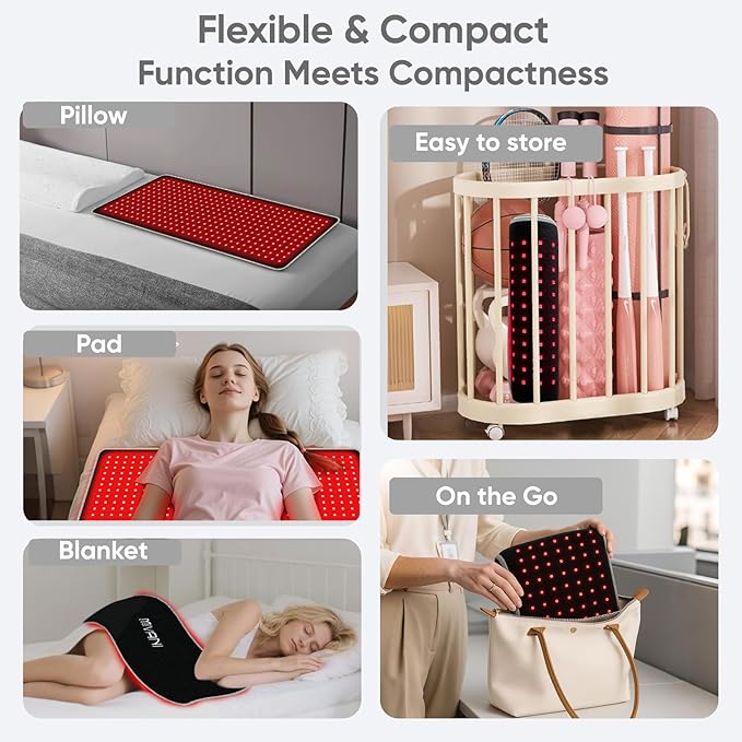 Red Light Therapy Pad for Body, FSA Eligible HSA 360 LEDs Infrared Light Therapy Mat, 660nm & 850nm Wrap Belt Blanket for Back Shoulder Knee Waist Stomach Muscle Pain Relief, 31" x 12" Large