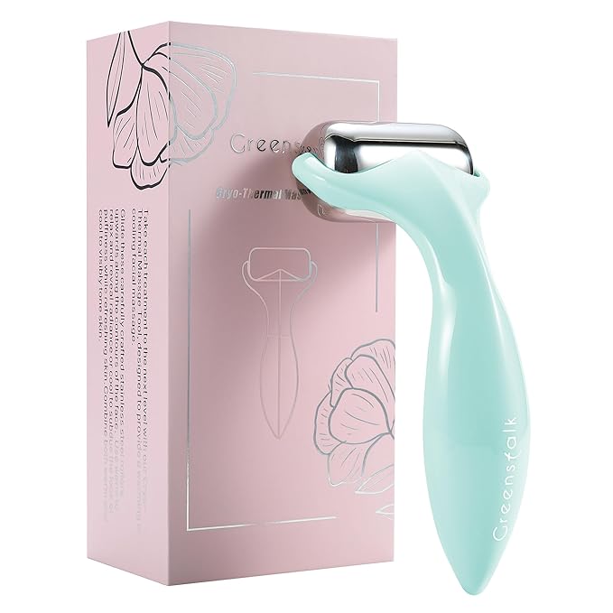 Greenstalk Ice Roller for Face & Eyes – Medical-Grade Stainless Steel Cooling Face Roller for Puffiness Relief, Dark Circles, Skincare Routine – Dual Cold & Warm Therapy, Ergonomic Design (1 unit)