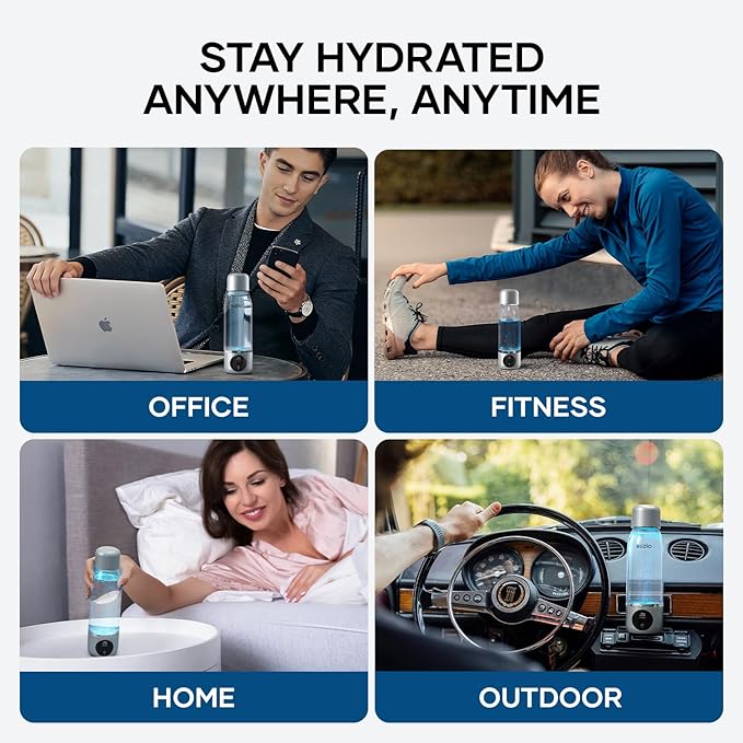 BUZIO Hydrogen Water Bottle, 4000+ PPB Concentration Alkaline Water Generator with Gen5 SPE/PEM Technology, Portable Athletic Performance Alkaline Hydration System Machine, Silver