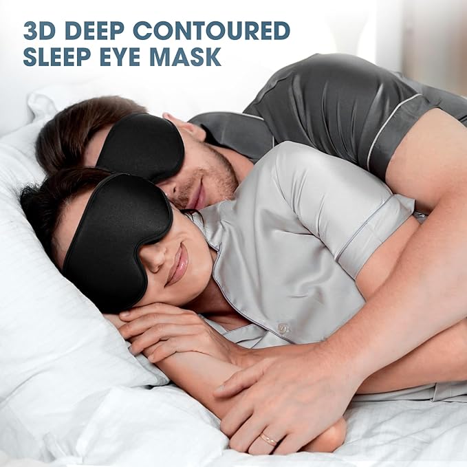Sleep Mask | 99% Fully Block Out Light Eye Sleep Mask | Long Lash Extension | 3D Deep Contoured Eyes Cover Zero Pressure | Adjustable Straps | Sleep Travel Home Nap Rest Women Men (Black)