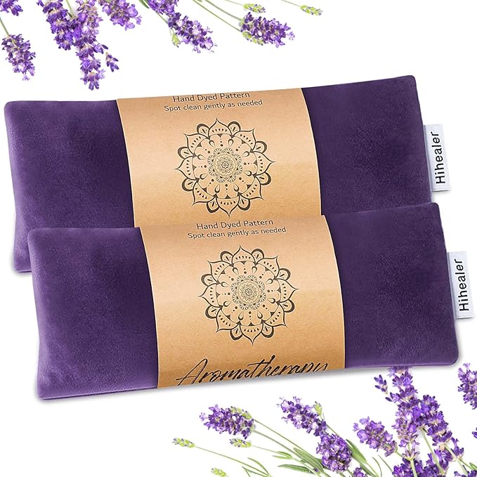 Weighted Eye Mask for Sleep, Yoga, Meditation, Lavender Eye Pillow Heated for Headache, Sinus, Dry Eyes Relief, Moist Heat Mask Purple Relaxation Gifts for Women (Purple)