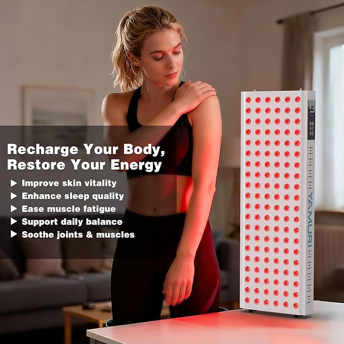 220W Red Light Therapy Panel Lamp for Face & Body - Infrared Red Light Therapy Device, Dual Chip | High Power LED Light Therapy for Skin, Recovery & Relaxation at Home - YA120
