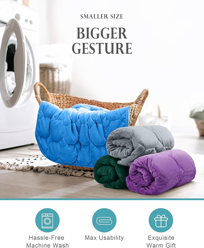 Cottonblue Weighted Lap Blanket 5lbs, Cozy Luxury Crystal Velvet Weighted Blanket for Adults, Small Weighted Blanket for Relaxation, Sleeping, Travel, Grey, 24" x 29"