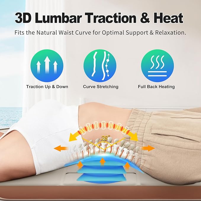 Full Body Massage Mat with Heat, Back Massager for recliner with Lumbar Support, Heating & Vibration, Massage Chair Pad for Seniors, Office Workers & Family, Fatigue & Pain Relief in Office, Home