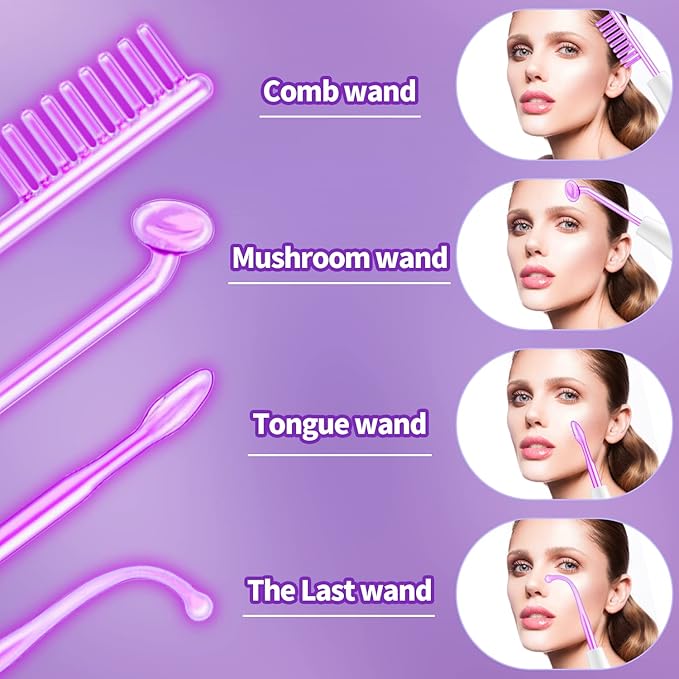 High Frequency Facial Wand-UUPAS Portable Handheld High Frequency Facial Machine Skin Facial Wand with 4 Violet Tubes