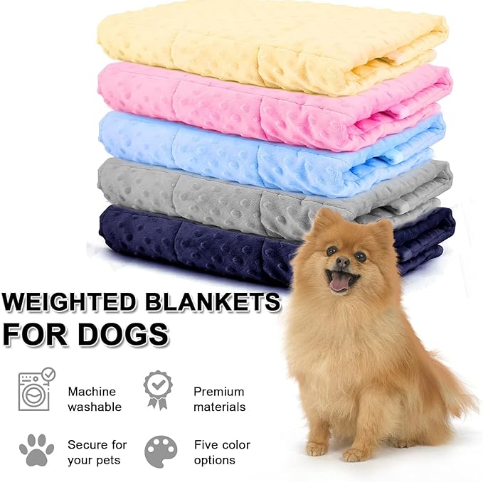 LaSyL Weighted Blanket for Pets | Thunder Blanket for Dogs Anxiety | Premium Soft Minky | Relaxation & Calming & Anti Anxiety | Used in Car, Bed, Couch | Dark Blue, Washable Small (24"x32")