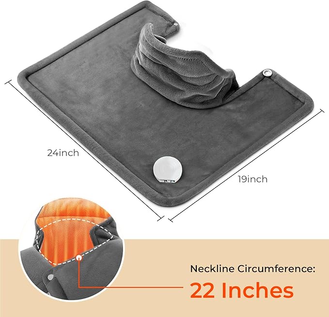 VAAGHANM Heating Pad: Electric Heat Pad for Neck & Shoulders & Back - Heated Wrap Weighted Instant Heating Pads-6 Heat Options & 6 Auto Timer Mode - Gift for Mom Women