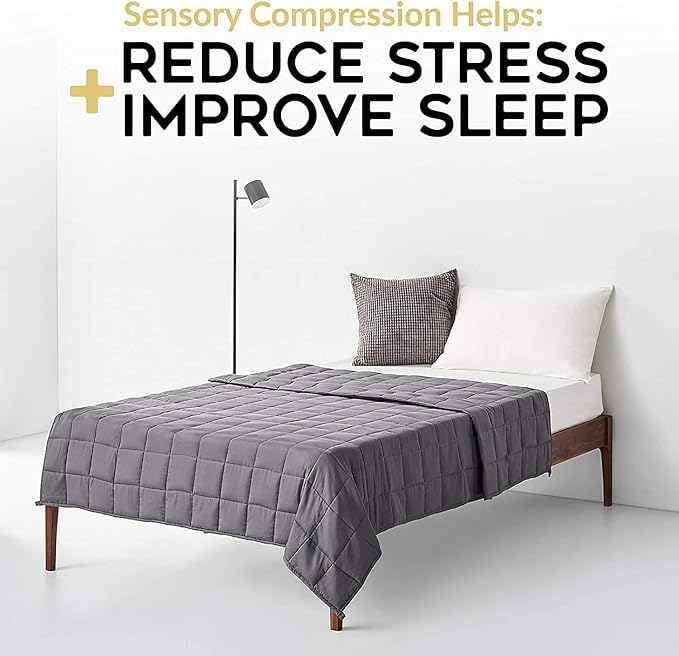YnM Weighted Blanket,Heavy 100 Percent Oeko-Tex Certified Cotton Material(Dark Grey, 80''x87'' 30lbs), Two Persons(140~240lb) Sharing Use on Queen/King Bed | A Duvet Included