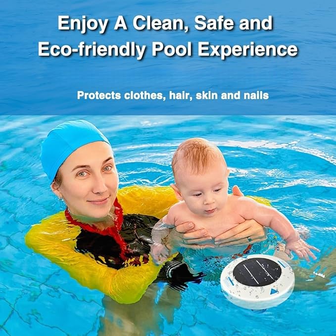 Solar Pool Ionizer – Floating Sun-Powered Water Clarifier with Heavy-Duty Copper Anode & Large Solar Panel, for Pools Up to 45,000 Gallons