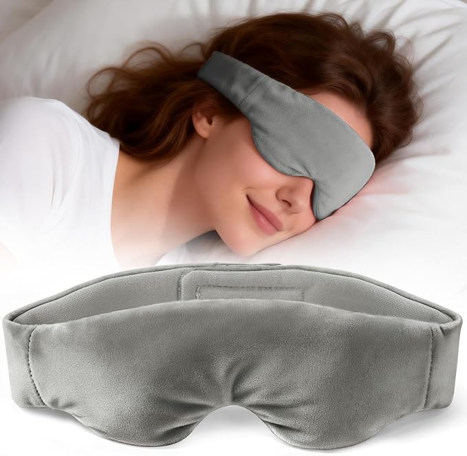 Akakios Heated Eye Mask for Dry Eyes, Microwavable Moist Heat Eye Masks Warm Compress for Dark Circles and Puffiness, Relief Stye Treatment, with Washable Cover(Gray)