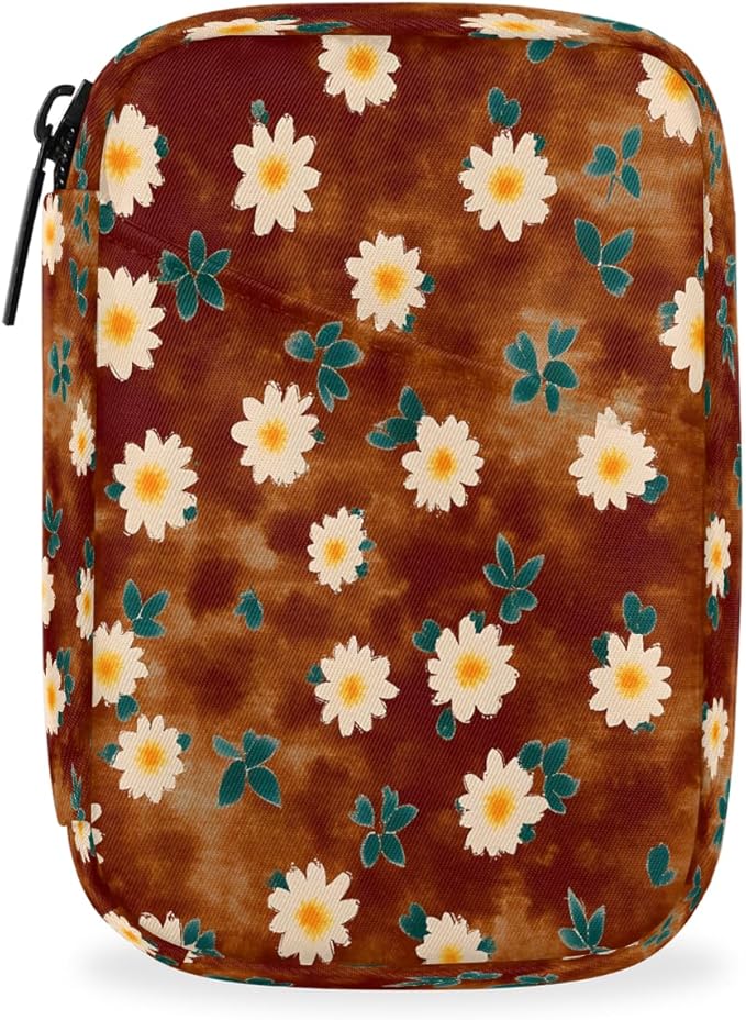 Floral Retro Brown Pill Case Everyday Travel, 7 Day Weekly Medicine Pill Box Compact Portable Pills Bottle Organizer with Zipper for Daily Vitamin Medicine Holder Bottle Organizers Bag