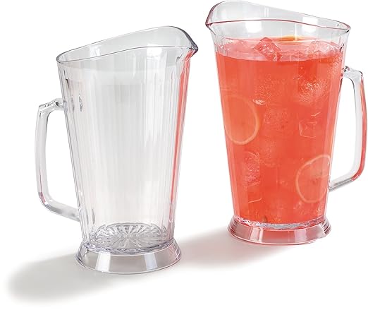 Carlisle FoodService Products Crystalite Tall Pitcher Rounded Pitcher for Restaurants, Catering, Kitchens, Plastic, 60 Ounces, Clear, (Pack of 6)