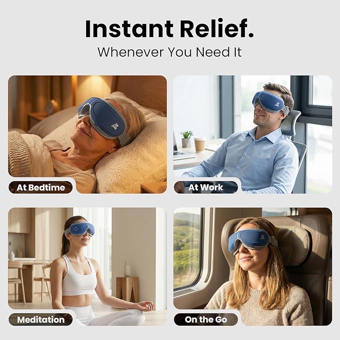 BOB AND BRAD Eye Massager with Heat and Cooling Voice Control, FSA Eligible HSA, EyeOasis 3 Voice Temple Massage, Heated Eye Massager for Migraines & Dry Eyes Relief, Ideal Gift for Women Men