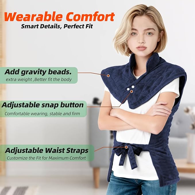 Heating Pad for Neck, Shoulders and Back, 24"x37" Large Weighted Electric Heated Pad with 9 Heat Settings & 4 Timer Options, Auto Shut-Off, Machine Washable Grandmother Birthday Christmas Women Gift