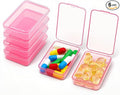6 PCS Small Pill Box, Tiny Pill Case,Mini Clear Plastic Storage Containers Cute Travel Pill Organizer Case Portable for Pocket Purse Briefcase (Pink)
