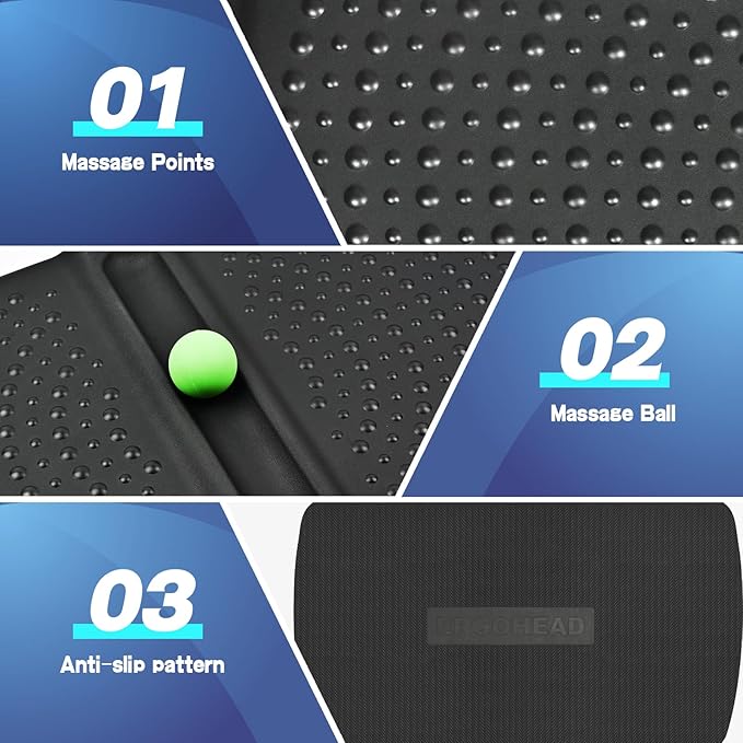 1 inch Thick Anti Fatigue Kitchen Mat Standing Mat with Massage Ball, Non Slip Standing Desk Mat with Massage Point, Multi-Purpose Comfort Floor Mat for Feet, Office, Home (Black, 17"x28"x1")