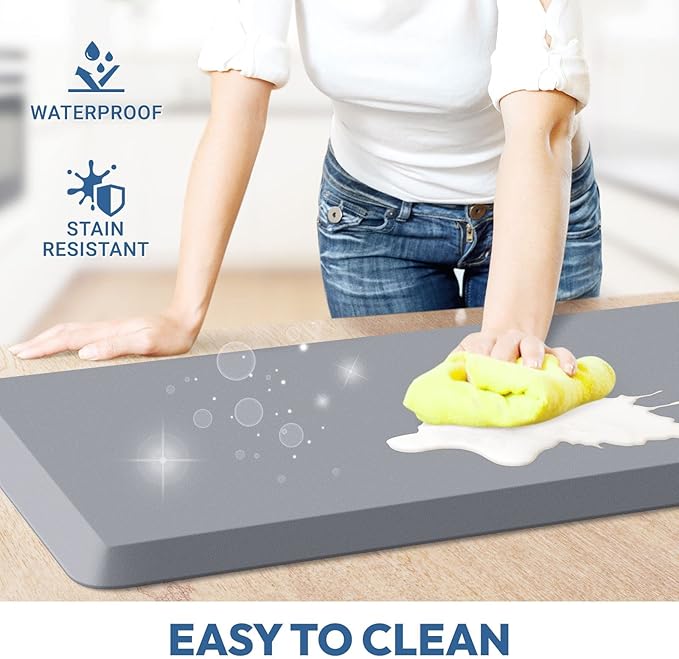 4/5 Inch Thick Kitchen Mat - Cushioned Anti Fatigue Mats for Kitchen Floor - Easy to Clean, Waterproof, Non-Slip Kitchen Rug for Sink, Office, Kitchen (22''x54'' Grey)
