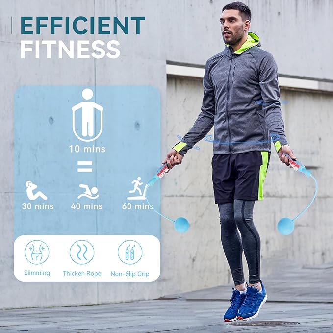 Cordless Jump Rope for Fitness with Indoor Jumping Rope Weighted Ropeless Skipping Jump Rope for Men Women Kids High-Speed Rope Skipping for Narrow Space Fit Weight Loss and General Workouts