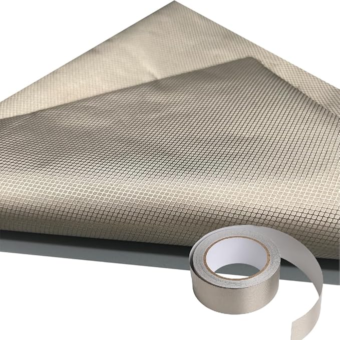 Faraday Fabric Kit (44"W × 108"L + 400"L Tape).Multipurpose Military Grade Signal Blocking Conductive Cloth Shields RFID,EMI,Cell Signal,Bluetooth,WiFi,GPS.Premium material for DIY Faraday bags