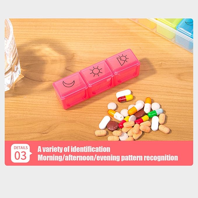 2pcs 21 Slot, Weekly Travel Organizer Portable 3 Times a Day Dispenser Pills Storage Container Case Tablet Box Dispenser Case Planner