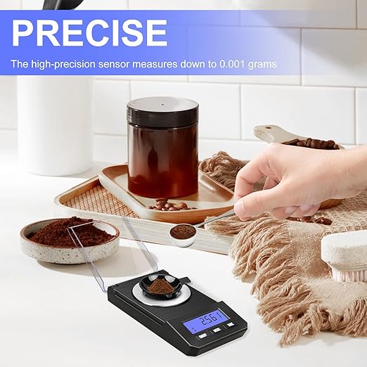 Milligram Scale 50g/0.001g High Precision Mg Scale, Portable Jewelry Scale .001 Gram Accuracy, Powder Scale, Digital Miligram Scale for Powder Medicine with Tray/Tweezers/Calibration Weight