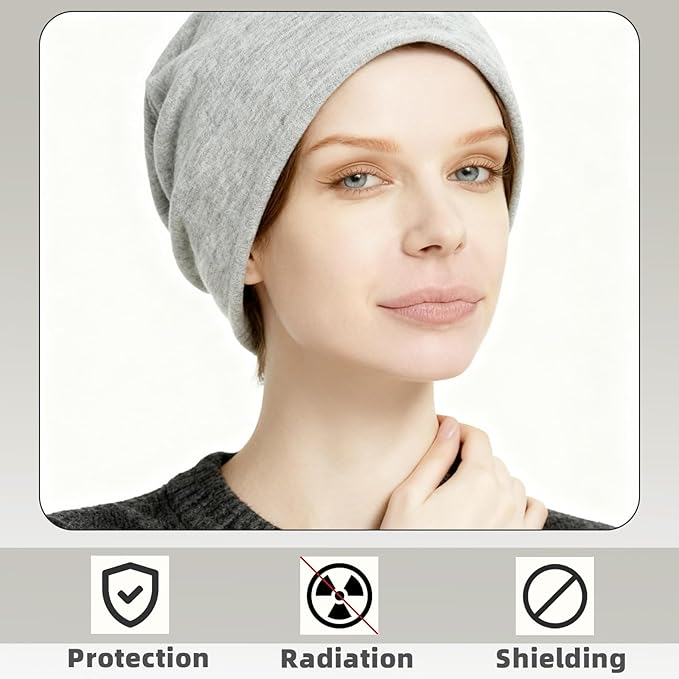 Amerthing Faraday Hat,Silver Fiber Faraday Slouch Beanie,Knitted Protection Cap