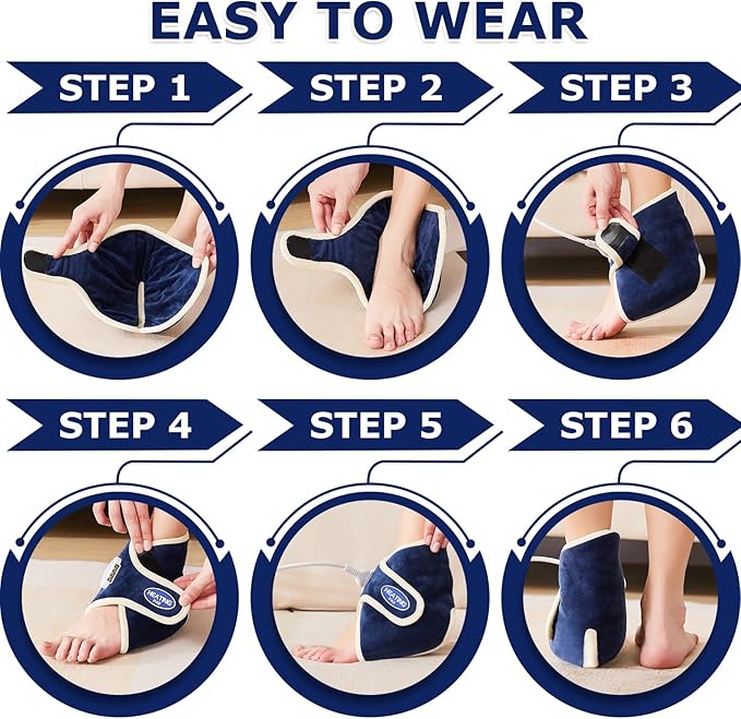 CAMECO Electric Ankle Heating Pad for Achilles Tendinitis Pain Relief, 30s Quick Heating & 86℉-158℉ Heated Ankle Brace for Women Men Home Office, Ankle Heat Wrap for Arthritis Swelling
