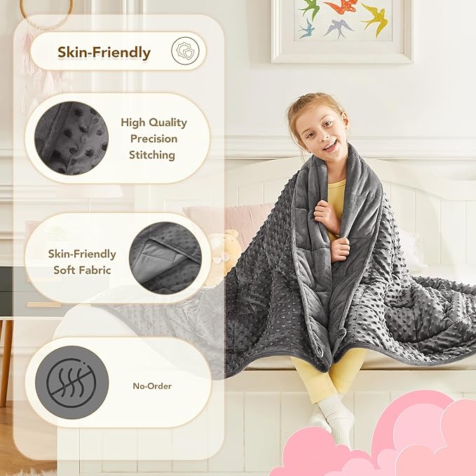 CuteKing Weighted Blanket - Weighted Blanket with Premium Glass Beads - Heavy Blanket Crystal Velvet for Comfortable Rest - Thick Blanket All Season (10lbs, 40"x60", Grey Bubble)