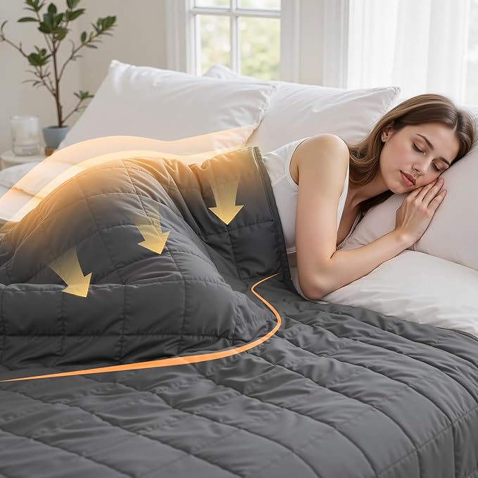 Weighted Blanket for Adults(60" x 80",20lbs) Twin Size Soft Cooling Heavy Blanket for Sleeping,Breathable Blanket with Glass Bead Perfect for 160-220 lbs,All Season,Machine Washable(Grey)