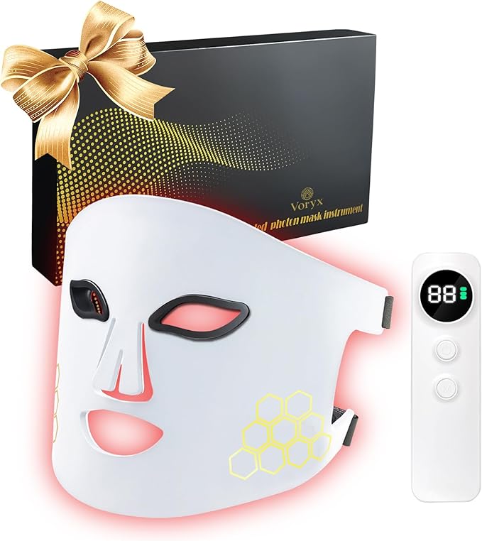 Red Light Therapy for Face - Red, Blue & Infrared Light Facial Skin Care Device with Eye Protection,Red Light Mask with Adjustable Strap for Home Use (3 Wavelengths, Sensitive Skin Tested)