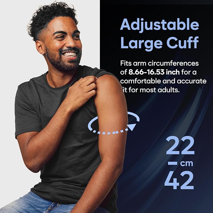 Easy@Home Blood Pressure Monitor: Accurate Cuff Automatic Blood Pressure Monitor with Free App MyHeartPal - 3 Color Backlit Display 8.7”-16.5” Large Cuff, Not Bluetooth EBP-095 Black