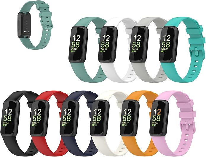 Sporty Wristbands Compatible with Fitbit Inspire 3 Health Tracker Replacement Accessories Soft Silicone Watch Bands for Inspire3 Fitness Tracker S/L